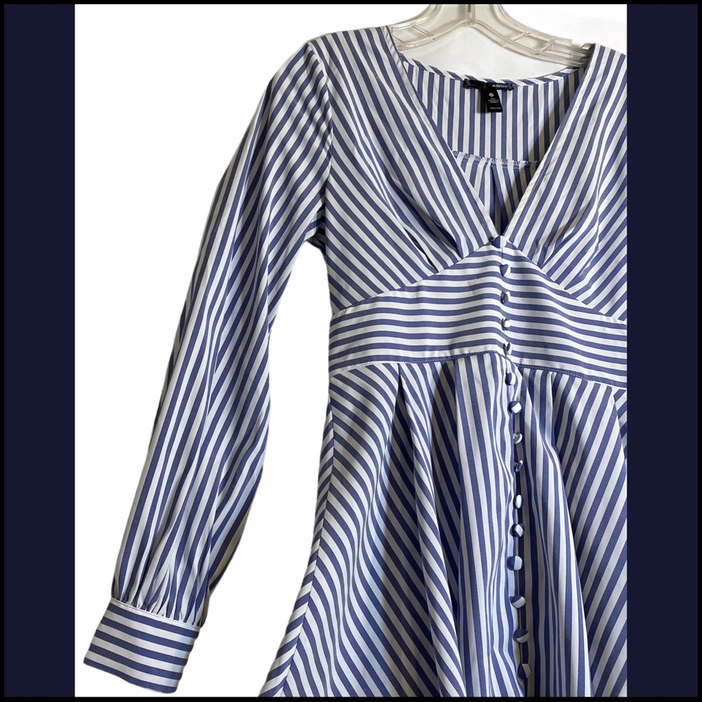 AQUA Striped Blue & White High/Low Dress Sz XS - Picture 9 of 10